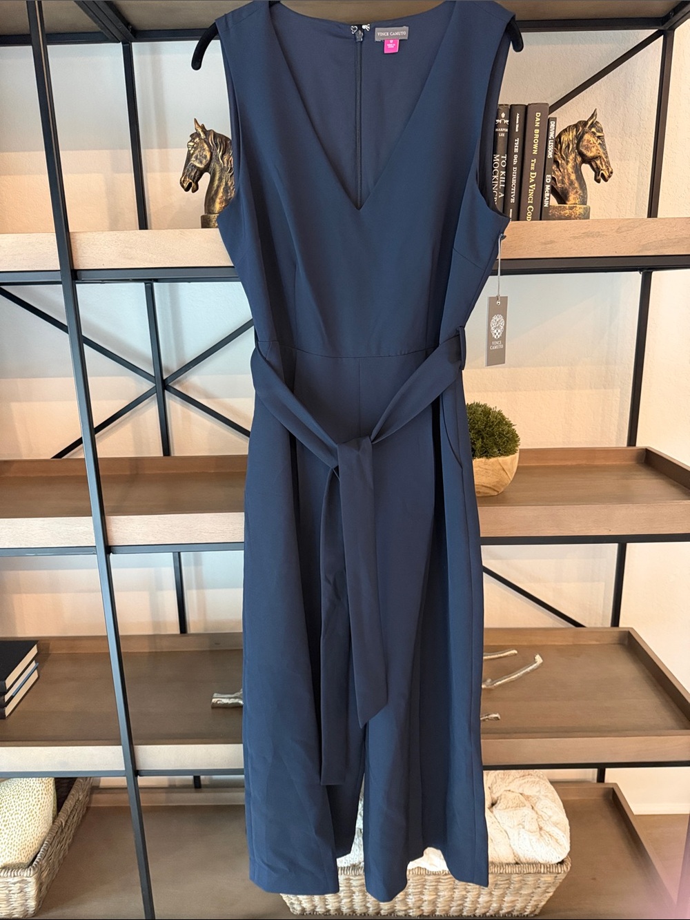Vince Camino Women's Sleeveless V-Neck Belted Jumpsuit - Navy